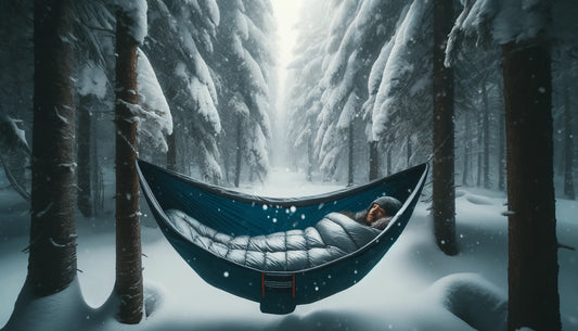 Is a Hammock Warmer Than a Tent? Man sleeping in a warmer hammock tent in the winter